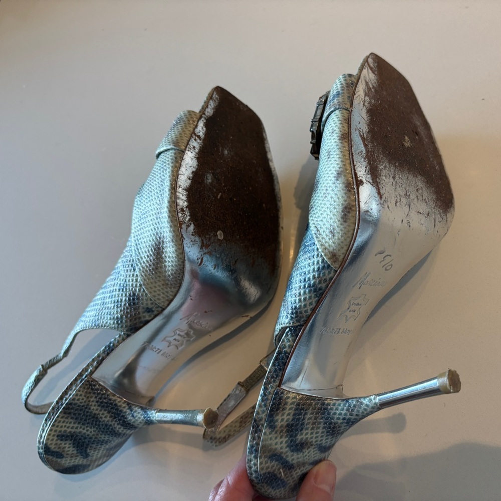 Marciano Blue Printed Leopard Sandals 7.5 Moyen - Picture 6 of 8
